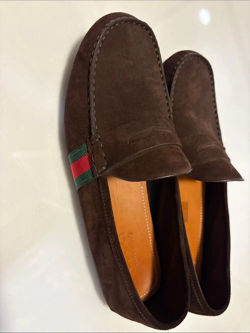 Gucci Brown Suede Penny Loafers for Men